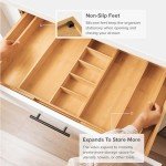 Adjustable Bamboo Drawer Organizer for Utensils