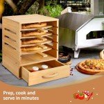 Wood Pizza Peel Rack with Spice Drawer & Bamboo Boards
