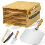 Wooden Pizza Peel Rack with Spatula Set