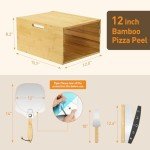 Wooden Pizza Peel Rack with Spatula Set
