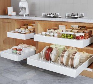 Expandable Pull-Out Organizer for Kitchen Cabinets