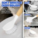 3 Pack Bamboo Dish Brush Set for Kitchen Cleaning