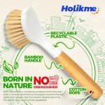3 Pack Bamboo Dish Brush Set for Kitchen Cleaning