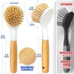 3 Pack Bamboo Dish Brush Set for Kitchen Cleaning