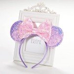 Eisyaa Mouse Ears Bow Headbands, Purple Rapunzel Inspired Minnie Ears, Princess headband Cosplay Costume for Women & Girls,One Size Fits All (Purple)