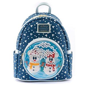 Loungefly Disney Snowman Mickey Minnie Mouse Snowglobe Womens Double Strap Shoulder Bag Purse