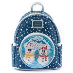 Loungefly Disney Snowman Mickey Minnie Mouse Snowglobe Womens Double Strap Shoulder Bag Purse