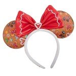 Loungefly Disney Christmas Gingerbread AOP Womens Double Strap Shoulder Bag Purse with Ears Headband