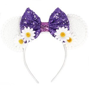 FACHPINT White Mouse Ears, Daisy Bow Mouse Headband for Anyone, Cute Mouse Ears Headband for Amusement Park Birthday Party Cosplay Accessories
