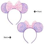 Eisyaa Mouse Ears Bow Headbands, Purple Rapunzel Inspired Minnie Ears, Princess headband Cosplay Costume for Women & Girls,One Size Fits All (Purple)