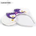 FACHPINT White Mouse Ears, Daisy Bow Mouse Headband for Anyone, Cute Mouse Ears Headband for Amusement Park Birthday Party Cosplay Accessories