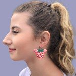 Candy Spearmint/Peppermint Style Mouse Ear Drop and Dangle Shaped Earrings for Women.