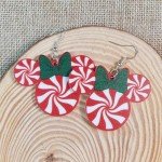 Candy Spearmint/Peppermint Style Mouse Ear Drop and Dangle Shaped Earrings for Women.