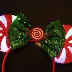 UNSPAZ Light Up Mouse Ears, Christmas Mouse Ears Headband, Christmas Ears for Women Adult Kids, Christmas Headband Park Ears Christmas Party Cosplay Costumes Accessories (Light Up Candy)