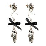Jack Skellington Gothic Jewelry: 2 Hypoallergenic Earrings for Girls (1 Stud Earrings 1 Fishhook Drop) Earring Sets with Charms One Size Fits All Girls Earrings The Nightmare Before Christmas Ages 4+