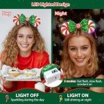 UNSPAZ Light Up Mouse Ears, Christmas Mouse Ears Headband, Christmas Ears for Women Adult Kids, Christmas Headband Park Ears Christmas Party Cosplay Costumes Accessories (Light Up Candy)