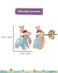 Stitch Stud Earrings for Women Official License, 18k Gold Flash-Plated Christmas Earrings, Stitch Gifts, Christmas Jewelry