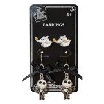 Jack Skellington Gothic Jewelry: 2 Hypoallergenic Earrings for Girls (1 Stud Earrings 1 Fishhook Drop) Earring Sets with Charms One Size Fits All Girls Earrings The Nightmare Before Christmas Ages 4+