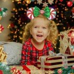 UNSPAZ Light Up Mouse Ears, Christmas Mouse Ears Headband, Christmas Ears for Women Adult Kids, Christmas Headband Park Ears Christmas Party Cosplay Costumes Accessories (Light Up Candy)