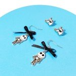 Jack Skellington Gothic Jewelry: 2 Hypoallergenic Earrings for Girls (1 Stud Earrings 1 Fishhook Drop) Earring Sets with Charms One Size Fits All Girls Earrings The Nightmare Before Christmas Ages 4+