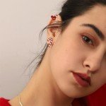 Agriajun Christmas Stud Earrings Set for Women，3 Pairs Cute Fun Small Candy Cane Gloves Snowflake Holiday Xmas Santa Studs Accessories Jewelry Bulk Gift