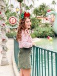 WOVOWOVO Christmas Mouse Ears Headbands for Women Red Bow Pearl Hairbands Green Velvet Headband Hair Accessories
