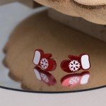 Agriajun Christmas Stud Earrings Set for Women，3 Pairs Cute Fun Small Candy Cane Gloves Snowflake Holiday Xmas Santa Studs Accessories Jewelry Bulk Gift