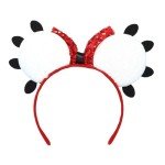 Needzo Light Bulb Christmas Mouse Ears Bow Headband, Sequin Holiday Party Hair Accessories, One Size Fits Most