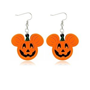 WCRAZYE Halloween Earrings Acrylic Skull Dangle Earrings for Women Halloween Pumpkin Earrings Spirit Earrings Cut Glitter Powder Cartoon Funny Earring Halloween Cosplay Jewelry (Yellow Pumpkin)