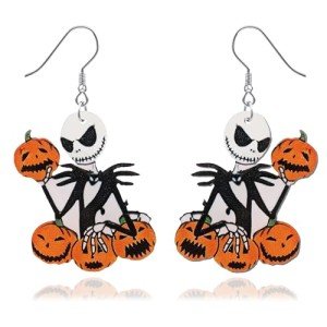 PEALICIOUS Nightmare Earrings Skeleton Earrings for Women Dangle Horror Skull Earrings Matching Pumpkin King Costume for Girls as Christmas Stocking Stuffer Accessories Gifts