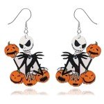PEALICIOUS Nightmare Earrings Skeleton Earrings for Women Dangle Horror Skull Earrings Matching Pumpkin King Costume for Girls as Christmas Stocking Stuffer Accessories Gifts