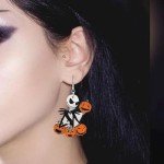 PEALICIOUS Nightmare Earrings Skeleton Earrings for Women Dangle Horror Skull Earrings Matching Pumpkin King Costume for Girls as Christmas Stocking Stuffer Accessories Gifts