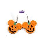 WCRAZYE Halloween Earrings Acrylic Skull Dangle Earrings for Women Halloween Pumpkin Earrings Spirit Earrings Cut Glitter Powder Cartoon Funny Earring Halloween Cosplay Jewelry (Yellow Pumpkin)