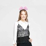 Bow Headband Bowknot Hair Accessory - Big Bow Hoop for Women, Party Decoration Headdress, Cosplay Costume Handmade Headpiece for Halloween, Christmas, Birthday (1 Pack Pink)