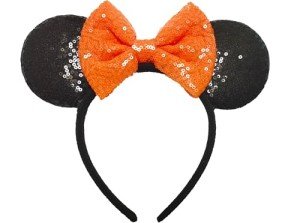 XINXIYAN Mouse Ears Headbands for Women Glitter Sequin Mouse Ears Bow Headband Birthday Party Princess Decoration (Orange)