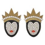 Aksod Sparkly Halloween Earrings Rhinestone Queen Figure Dripping Oil Studs Crystal Enamel Fun Holiday Costume Party Holiday Earrings Jewelry for Women (Queen)