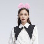 Bow Headband Bowknot Hair Accessory - Big Bow Hoop for Women, Party Decoration Headdress, Cosplay Costume Handmade Headpiece for Halloween, Christmas, Birthday (1 Pack Pink)