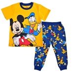 Disney Mickey and Friends Boy’s T-Shirt and Joggers Set for Toddler and Little Kids – Blue/Yellow