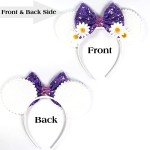 FACHPINT White Mouse Ears, Daisy Bow Mouse Headband for Anyone, Cute Mouse Ears Headband for Amusement Park Birthday Party Cosplay Accessories