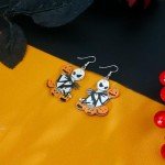 PEALICIOUS Nightmare Earrings Skeleton Earrings for Women Dangle Horror Skull Earrings Matching Pumpkin King Costume for Girls as Christmas Stocking Stuffer Accessories Gifts