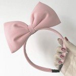Bow Headband Bowknot Hair Accessory - Big Bow Hoop for Women, Party Decoration Headdress, Cosplay Costume Handmade Headpiece for Halloween, Christmas, Birthday (1 Pack Pink)
