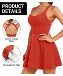 Women Tennis Golf Dress with Built-in Shorts and Bra-Workout Athletic Activewear for Exercise Rose Red