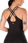 RUNNING GIRL Yoga Tank Tops for Women Built in Shelf Bra B/C Cups Strappy Back Activewear Workout Compression Tops (BX2366 Black.CN:L,US:M)