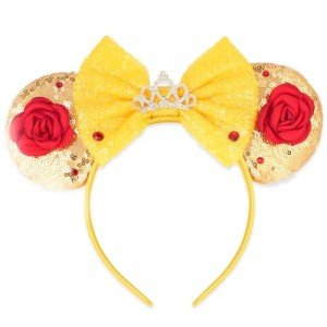 YUNISS Mouse Ear Headbands,Sparkle Mouse Ears Headband for Women Girls Cartoon Princess Costume Cosplay Decoration(belle)