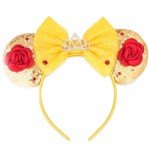 YUNISS Mouse Ear Headbands,Sparkle Mouse Ears Headband for Women Girls Cartoon Princess Costume Cosplay Decoration(belle)