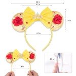 YUNISS Mouse Ear Headbands,Sparkle Mouse Ears Headband for Women Girls Cartoon Princess Costume Cosplay Decoration(belle)