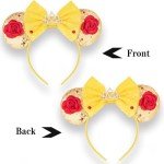 YUNISS Mouse Ear Headbands,Sparkle Mouse Ears Headband for Women Girls Cartoon Princess Costume Cosplay Decoration(belle)
