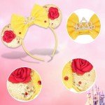 YUNISS Mouse Ear Headbands,Sparkle Mouse Ears Headband for Women Girls Cartoon Princess Costume Cosplay Decoration(belle)