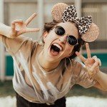 UNDEHAAC Bows Mouse Ears Headband - 2 Pcs Cute Sequin Headband for Women and Girls, Suitable for Halloween Variety Holiday Party Favors and Cosplay Role Play(Rose Gold and Leopard Print)