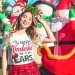 UNSPAZ Christmas Mouse Ears Headband, 2 PCS Christmas Ears for Women Kids, Sequin Bow Headbands for Christmas Parties Cosplay Costume (Peppermint Green & Red Snowflake)